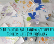 Q-tip painting and learning activity for toddlers with free printables.