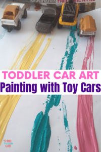 Toddler Car Art: Painting with Toy Cars to teach Toddlers and Preschoolers