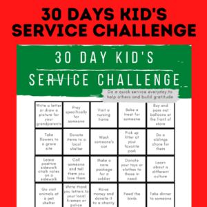 30 days kid's service challenge mockup.