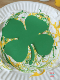 St. Patrick's Day Marbled Four Leaf Clover Craft for Kids