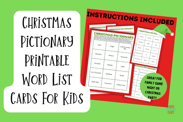 Pictionary Words Printable Cards
