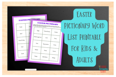 Easter Pictionary Word List Printable for Kids & Adults