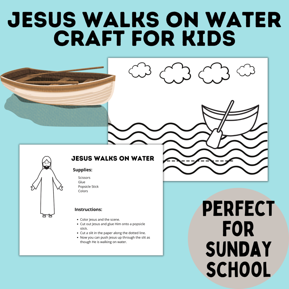 Jesus Walks On Water Craft For Kids (Printable Template)