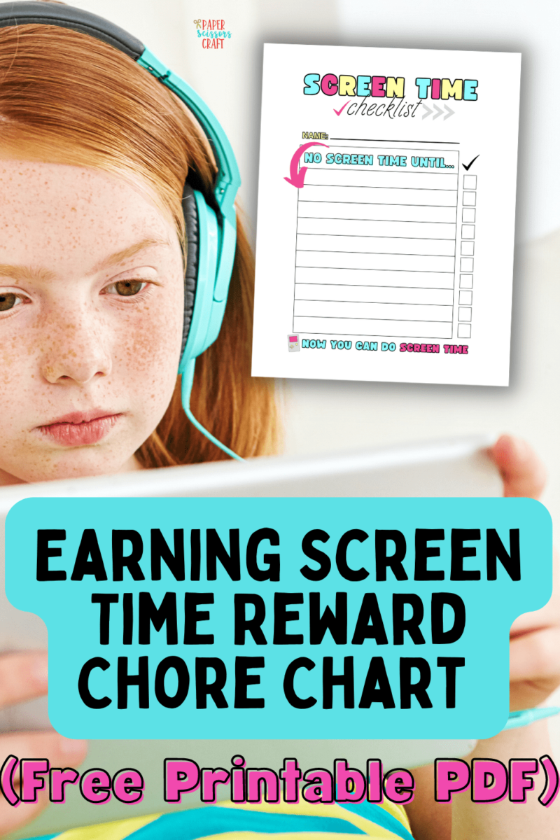 Earning Screen Time Reward Chore Chart (Free Printable PDF)