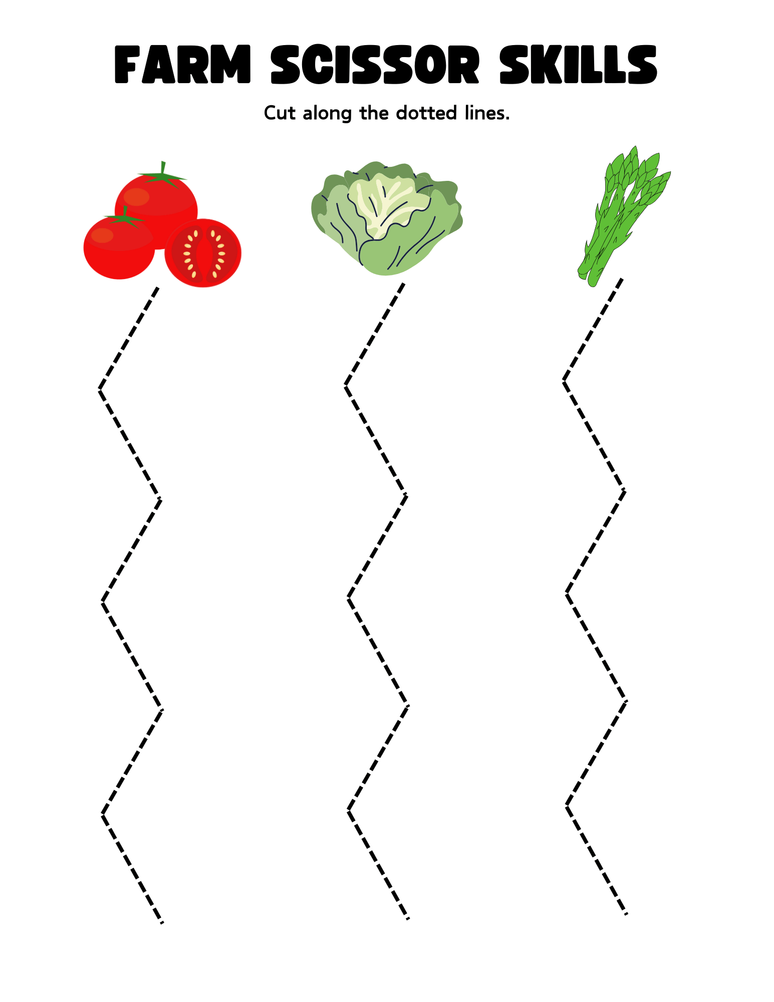 Farm scissor skills worksheet.