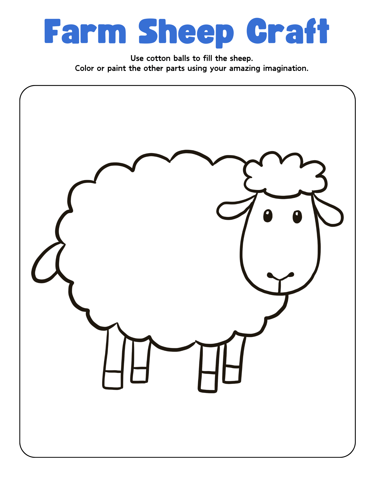 Farm sheep craft printable.