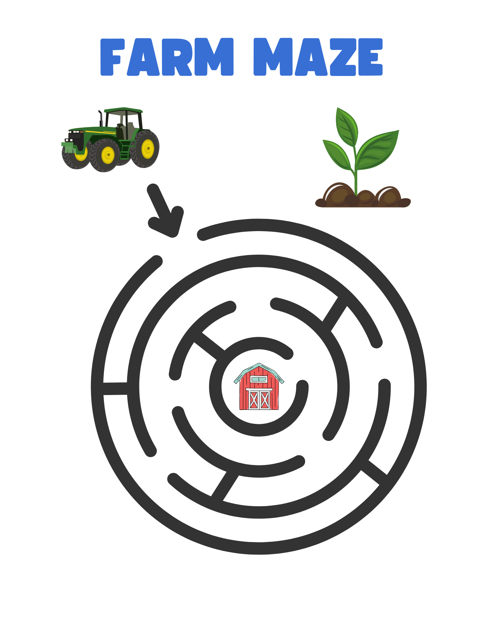 Farm maze printable.