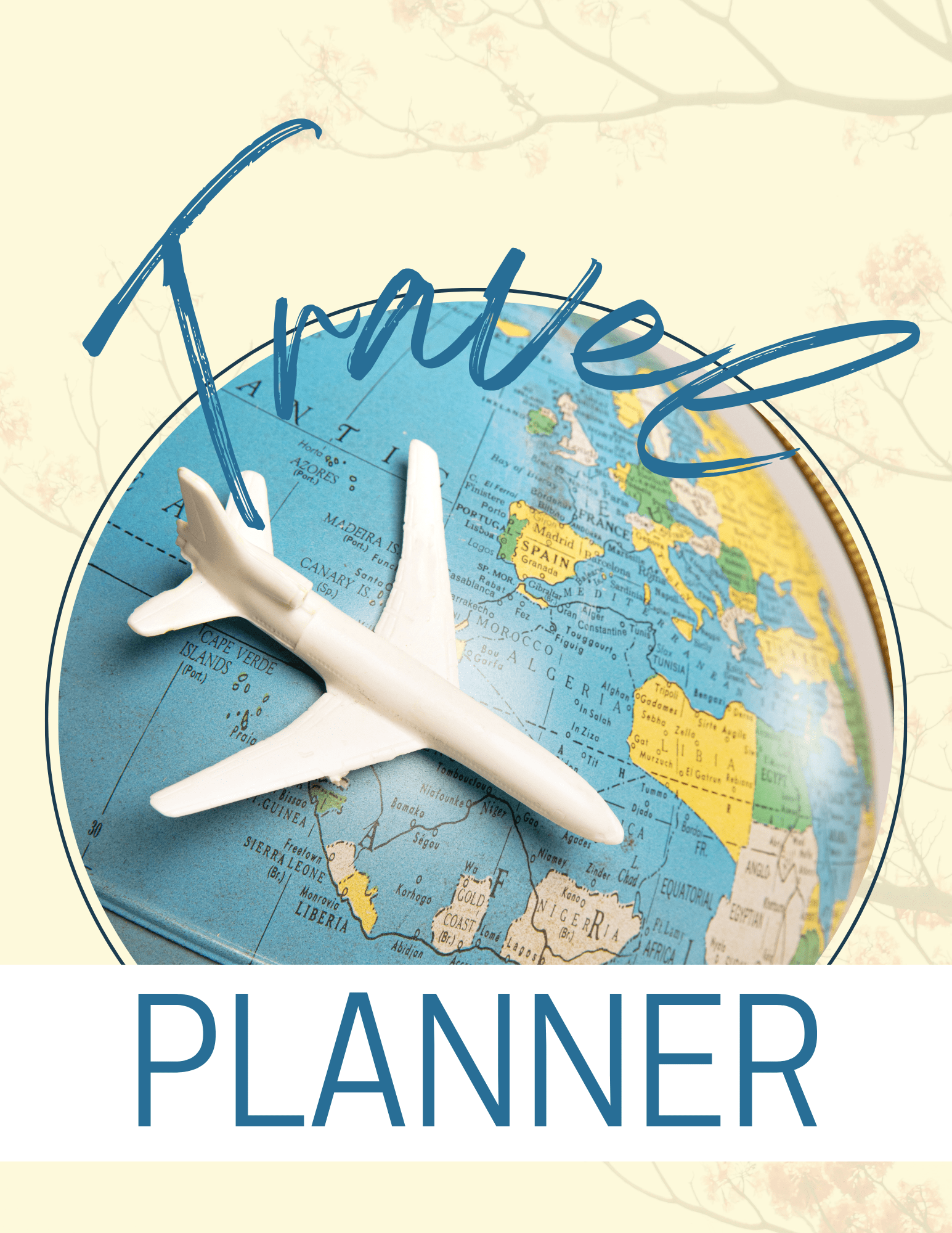 Travel planner image with a small white plane on a globe.