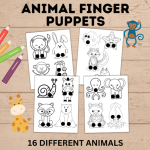 Animal finger puppets mockup image.