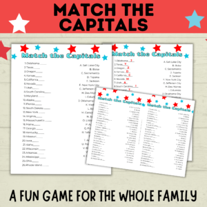 Match the capitals game mockup image.