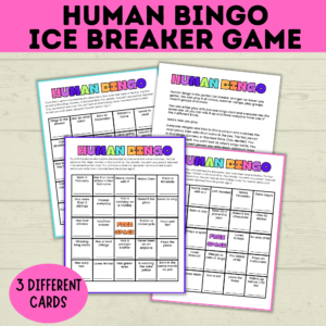 Human Bingo ice breaker game mockup image.
