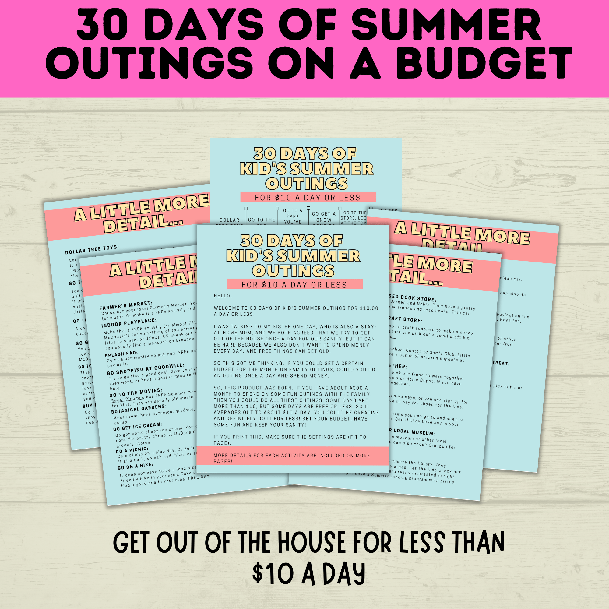 30 days of summer outings on a budget mockup image.