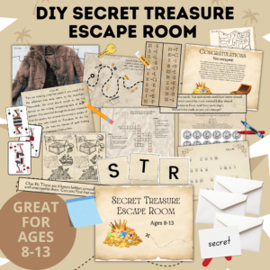 DIY secret treasure escape room mockup.