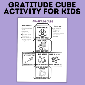 Gratitude cube activity for kids mockup.