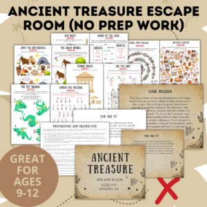 Ancient treasure escape room (no prep work) mockup.