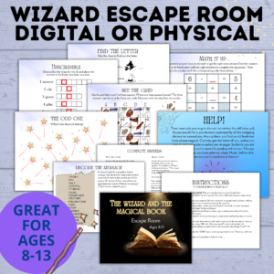 Wizard escape room digital or physical mockup.