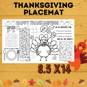 Thanksgiving placemat mockup.