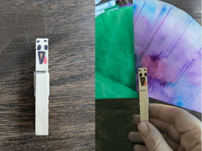 Example of a turkey face on a clothespin.