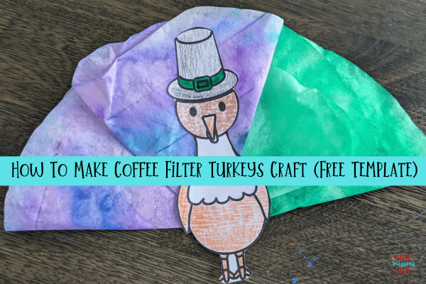 How to make coffee filter turkeys craft with free template.