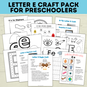 Letter E craft pack for preschoolers mockup.