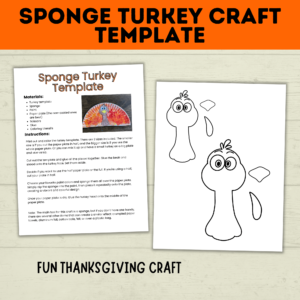 Sponge turkey craft template mockup.