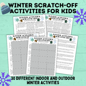 Winter scratch-off activities for kids mockup.