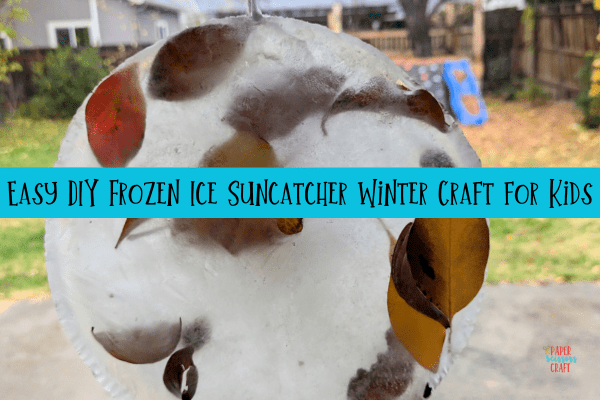 Easy frozen ice suncatcher winter craft for kids.