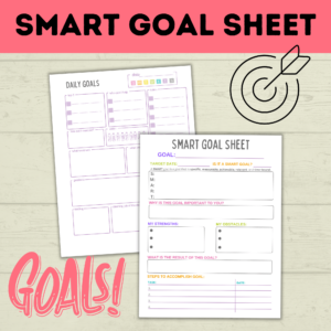 Smart goal sheet mockup.