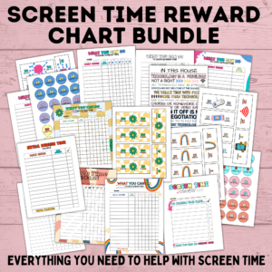 Screen time reward chart bundle mockup.