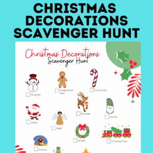 Christmas decorations scavenger hunt mockup.