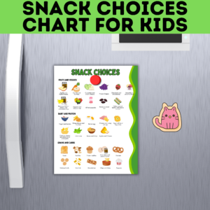 Snack choices chart for kids mockup.