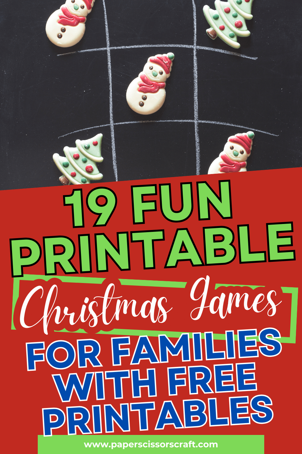 Fun printable Christmas games for families with free printable Pinterest pin.