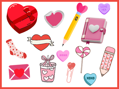 Valentine's Day small prize ideas graphic.