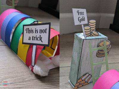 Leprechaun trap rainbow arch and box.