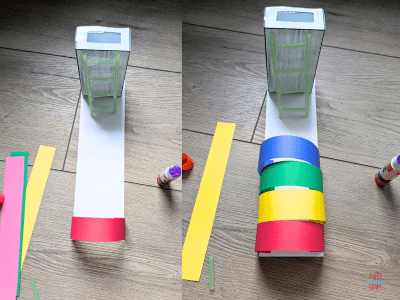 Leprechaun trap with a rainbow arch being built on the runway.