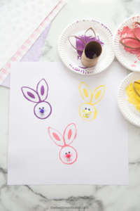 Toilet paper roll bunny stamps.