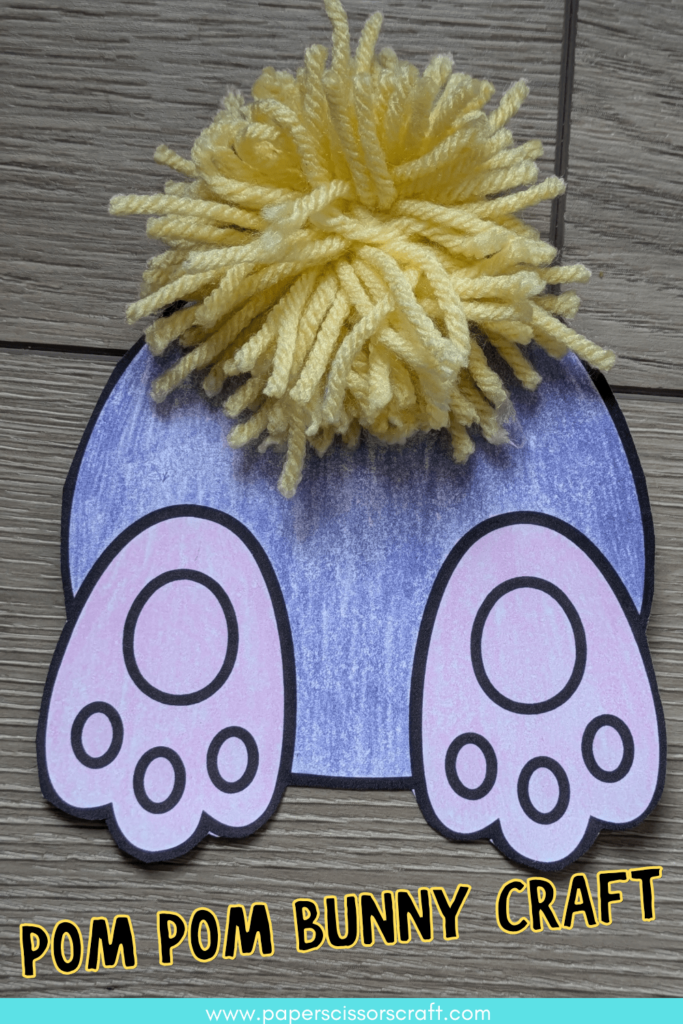 Pom-pom bunny craft Pinterest pin.