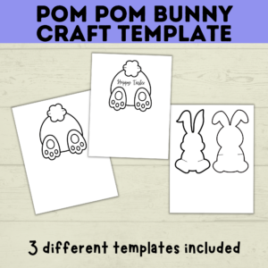 Pom pom bunny craft template mockup.